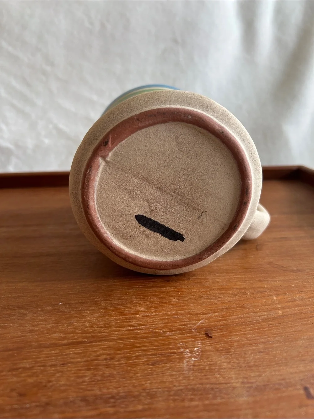 Textured Floral Baked Clay Coffee Mug Hand-Painted